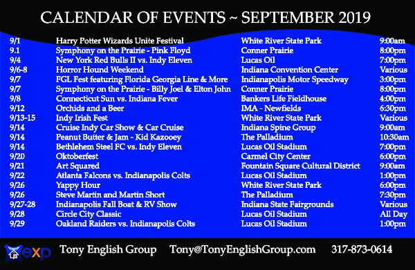 Indianapolis events September 2019